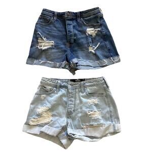 Hollister Curvy Ultra High Rise Mom Shorts 3” & High Rise Mom Shorts Sz 5 W27